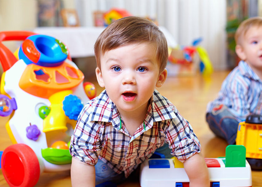 Toddler Playing in Child Care Center