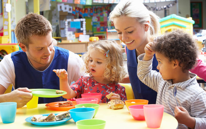 Preschoolers Having Lunch