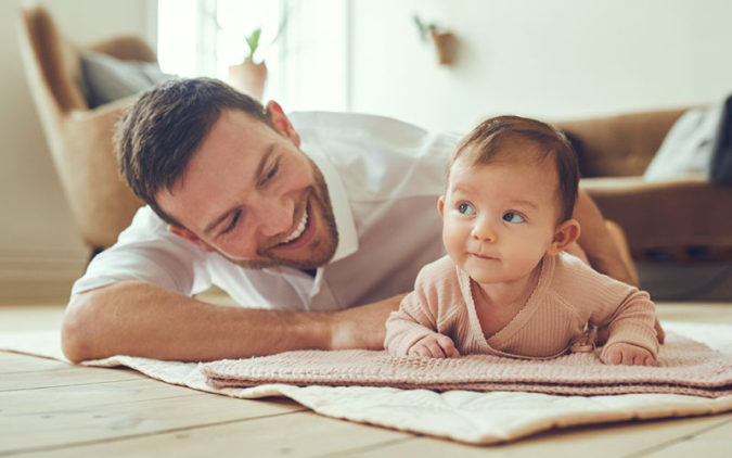 Baby With Dad At Home