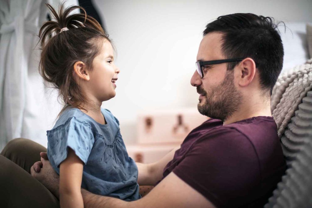 Dad and Preschool Daughter Talking